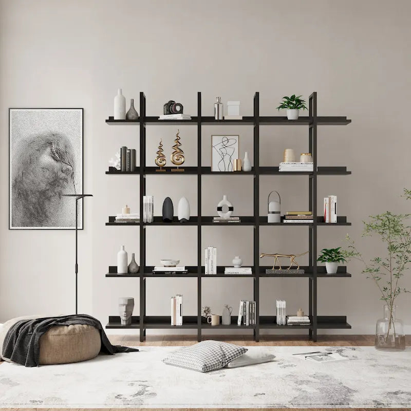 Libreria aperta a 5 ripiani, stile industriale vintage