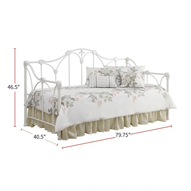 Divano letto singolo in metallo bianco