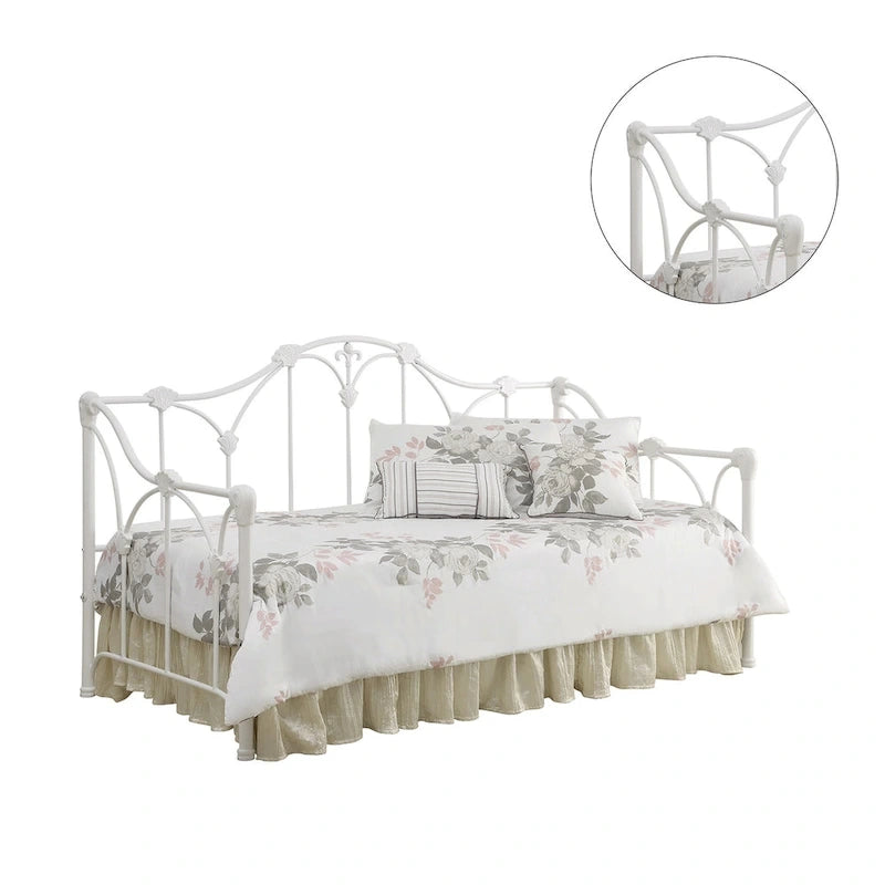 Divano letto singolo in metallo bianco