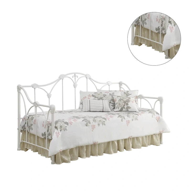 Divano letto singolo in metallo bianco