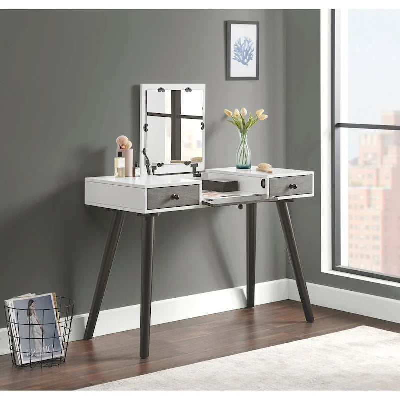Toeletta/scrivania a 2 cassetti Mid-Century Modern 44