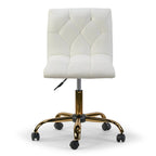 Sedia da Ufficio Girevole Color Crema Regolabile in Altezza con Base a Rotelle Dorata