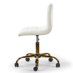 Sedia da Ufficio Girevole Color Crema Regolabile in Altezza con Base a Rotelle Dorata