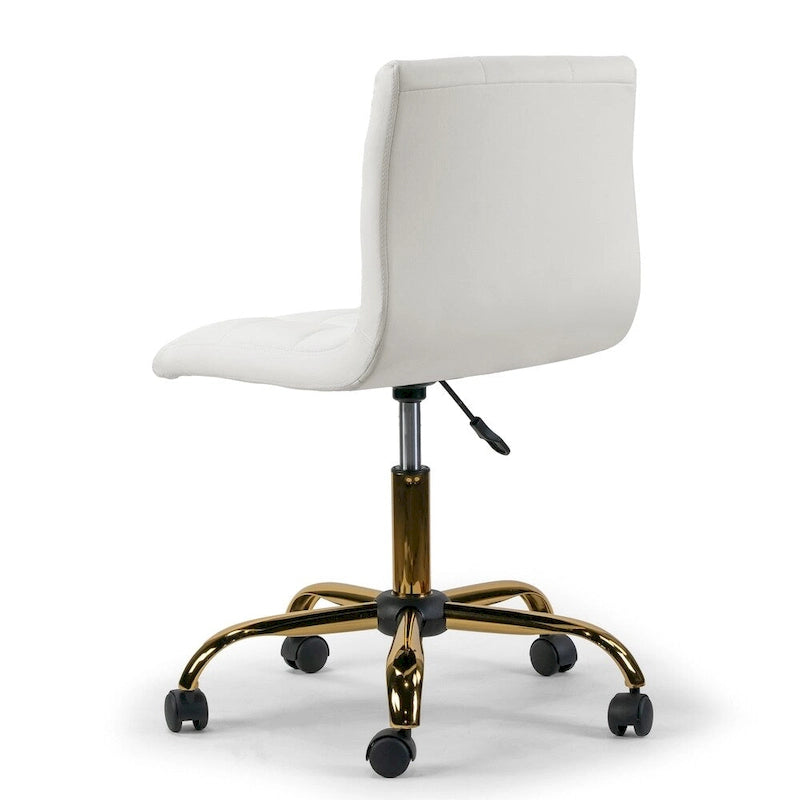 Sedia da Ufficio Girevole Color Crema Regolabile in Altezza con Base a Rotelle Dorata