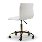 Sedia da Ufficio Girevole Color Crema Regolabile in Altezza con Base a Rotelle Dorata