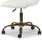 Sedia da Ufficio Girevole Color Crema Regolabile in Altezza con Base a Rotelle Dorata