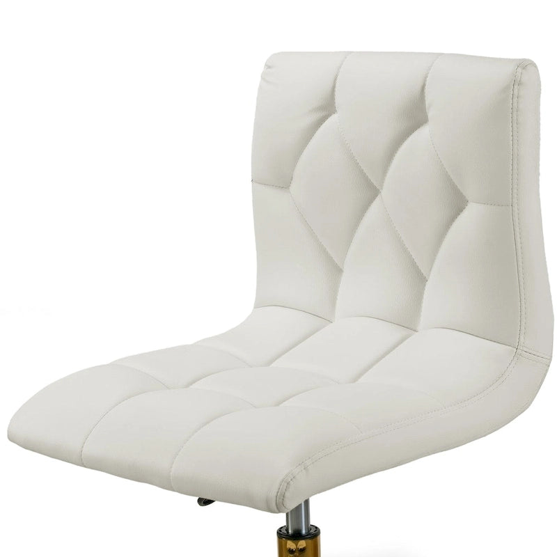 Sedia da Ufficio Girevole Color Crema Regolabile in Altezza con Base a Rotelle Dorata