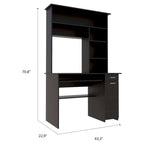 Scrivania con Credenza, 5 Ripiani, Vassoio Tastiera Estraibile, Pannello CPU e Cassetto