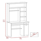 Scrivania con Credenza, 5 Ripiani, Vassoio Tastiera Estraibile, Pannello CPU e Cassetto