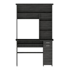 Scrivania con Credenza, 5 Ripiani, Vassoio Tastiera Estraibile, Pannello CPU e Cassetto