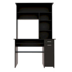 Scrivania con Credenza, 5 Ripiani, Vassoio Tastiera Estraibile, Pannello CPU e Cassetto