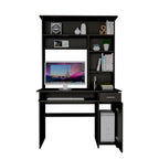 Scrivania con Credenza, 5 Ripiani, Vassoio Tastiera Estraibile, Pannello CPU e Cassetto