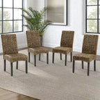 Sedia da pranzo Edgewater in giacinto d'acqua/legno (set da 4) - 24x18,75x37,38