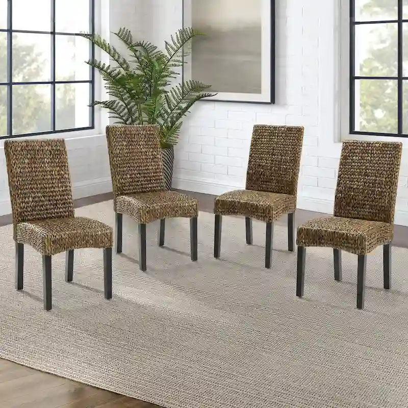 Sedia da pranzo Edgewater in giacinto d'acqua/legno (set da 4) - 24x18,75x37,38