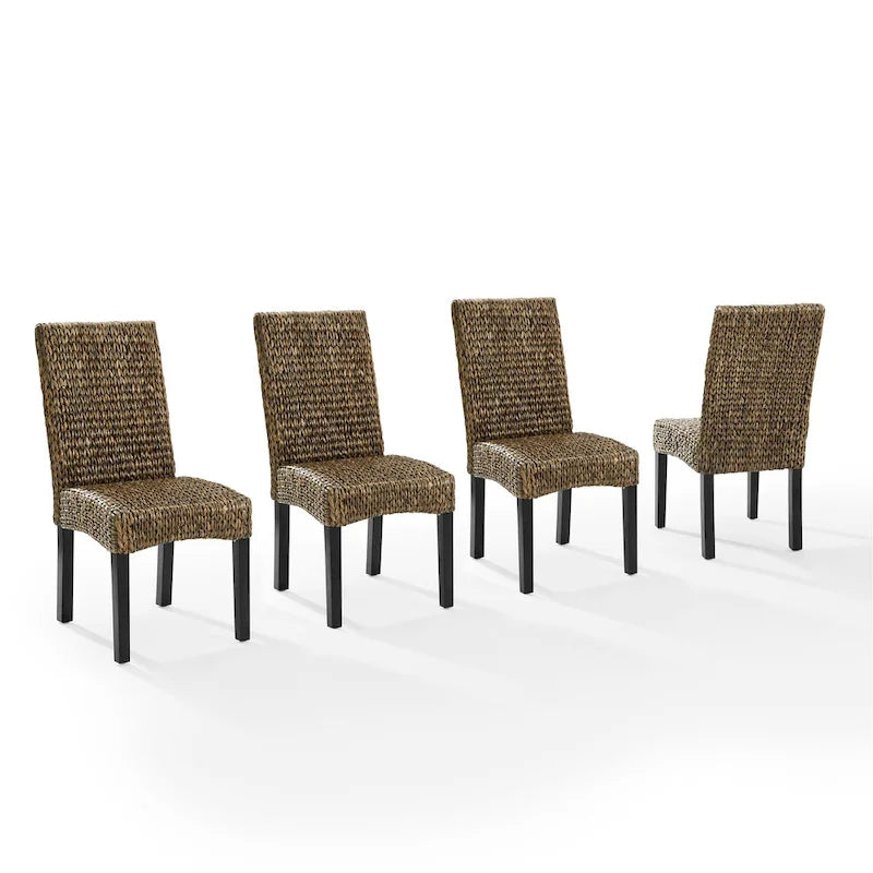 Sedia da pranzo Edgewater in giacinto d'acqua/legno (set da 4) - 24x18,75x37,38