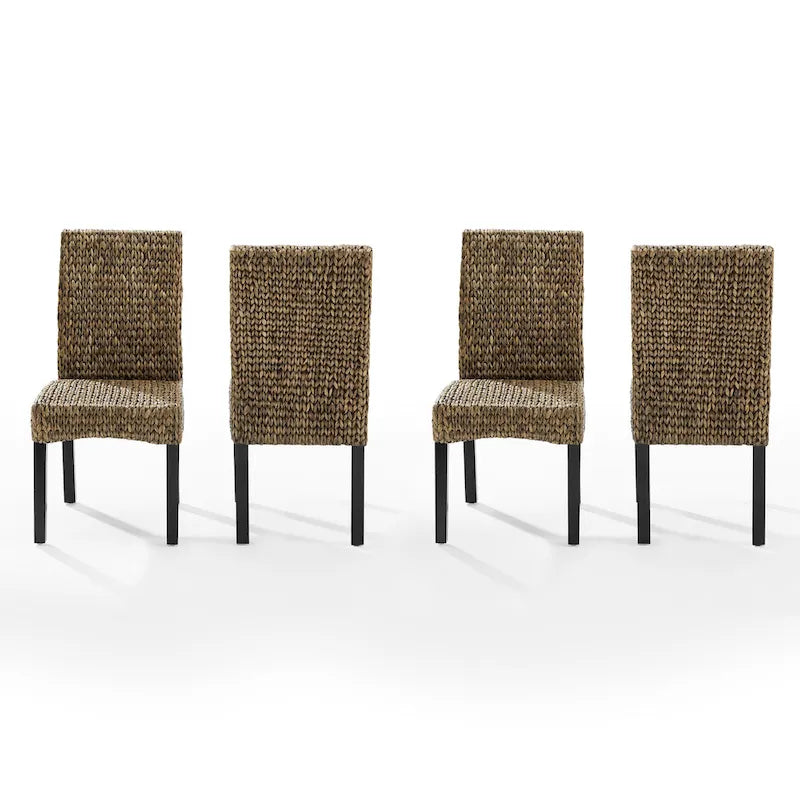 Sedia da pranzo Edgewater in giacinto d'acqua/legno (set da 4) - 24x18,75x37,38