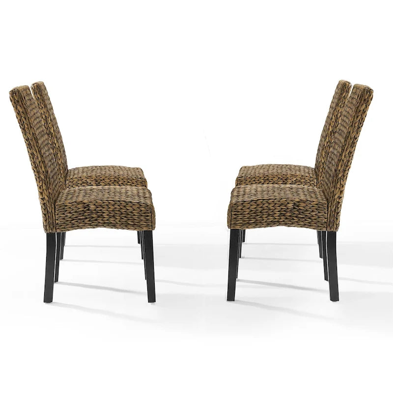 Sedia da pranzo Edgewater in giacinto d'acqua/legno (set da 4) - 24x18,75x37,38