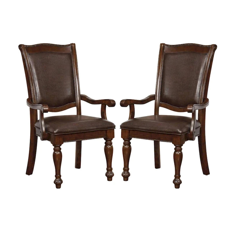 Set di 2 poltrone in similpelle color ciliegio marrone ed espresso