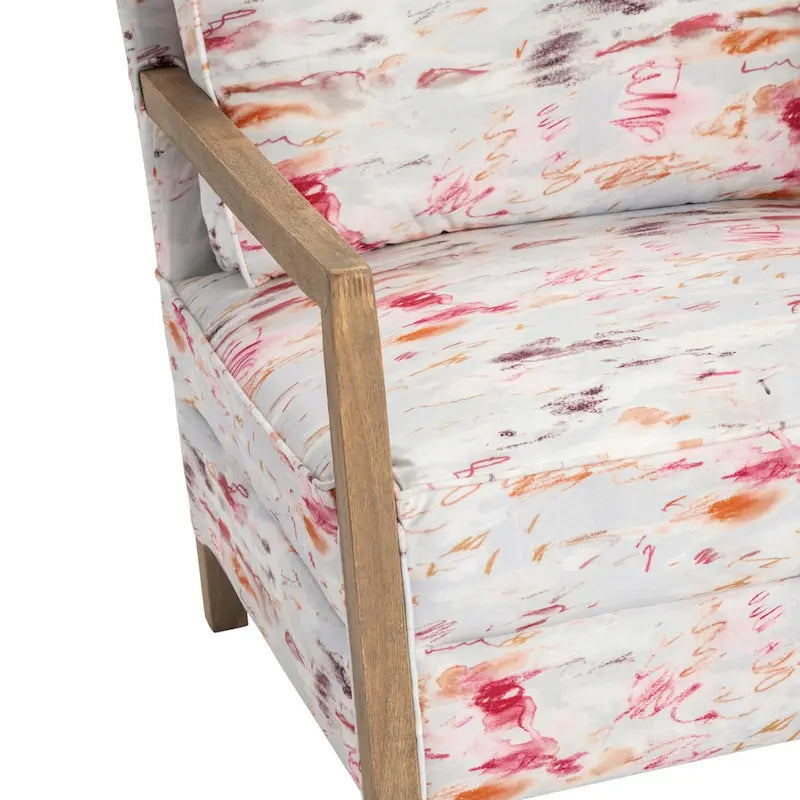 Poltrona d'accento rosa tenue a fantasia astratta - 31.25 x 29.5 x 31