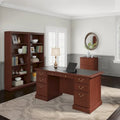  Saratoga Executive Desk, al File Cabinet and Two 5 Shelf Bookcases in Harvest Cherry