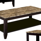 Set di 3 tavolini occasionali artistici con piano in marmo, Marrone