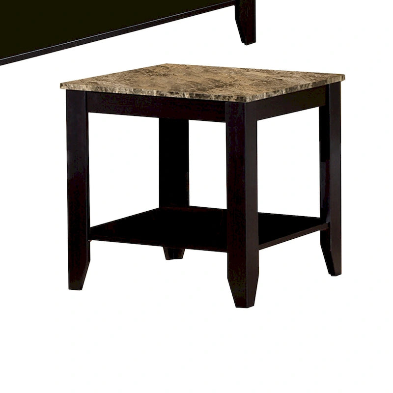 Set di 3 tavolini occasionali artistici con piano in marmo, Marrone