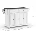 Isola/Carrello da Cucina Full Size con Piano in Acciaio Inox Alexandria - 18p x 51.5l x 34a