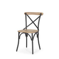 Sedia da pranzo in legno marrone chiaro con struttura in ferro (set da 2) - 20,0L x 18,0P x 5,5H
