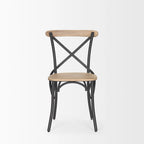 Sedia da pranzo in legno marrone chiaro con struttura in ferro (set da 2) - 20,0L x 18,0P x 5,5H