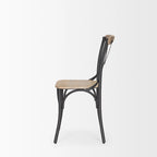 Sedia da pranzo in legno marrone chiaro con struttura in ferro (set da 2) - 20,0L x 18,0P x 5,5H