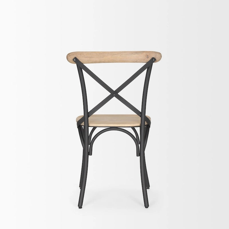 Sedia da pranzo in legno marrone chiaro con struttura in ferro (set da 2) - 20,0L x 18,0P x 5,5H