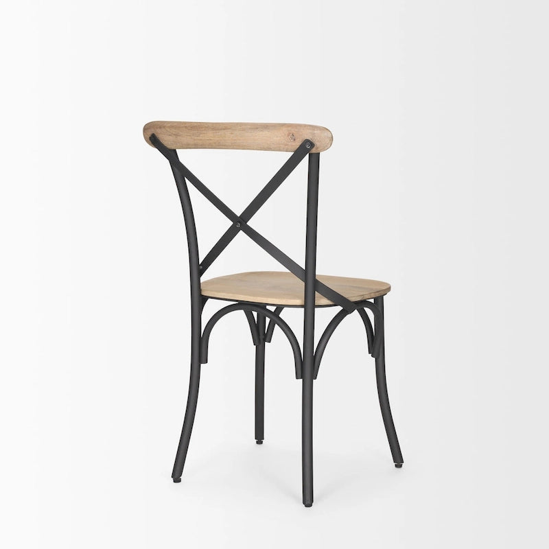 Sedia da pranzo in legno marrone chiaro con struttura in ferro (set da 2) - 20,0L x 18,0P x 5,5H
