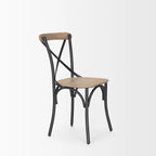 Sedia da pranzo in legno marrone chiaro con struttura in ferro (set da 2) - 20,0L x 18,0P x 5,5H