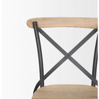Sedia da pranzo in legno marrone chiaro con struttura in ferro (set da 2) - 20,0L x 18,0P x 5,5H