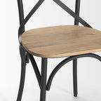 Sedia da pranzo in legno marrone chiaro con struttura in ferro (set da 2) - 20,0L x 18,0P x 5,5H