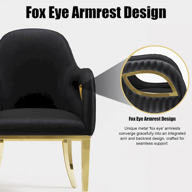 Sedia da pranzo poltrona moderna in velluto nero con gambe dorate
