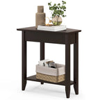  2-Tier End Table Irregular Narrow Sofa Side Nightstand w/