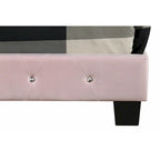 Letto a piattaforma in velluto rosa con borchie, Queen Size