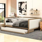 Letto a una piazza e mezza imbottito con letto estraibile e decorazione con borchie