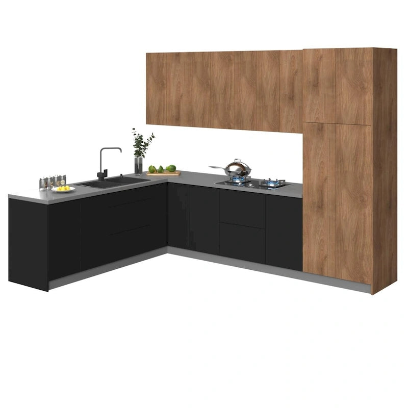 Base in Teak Naturale e Nera, Misura 8x10 piedi di Larghezza - 126x96