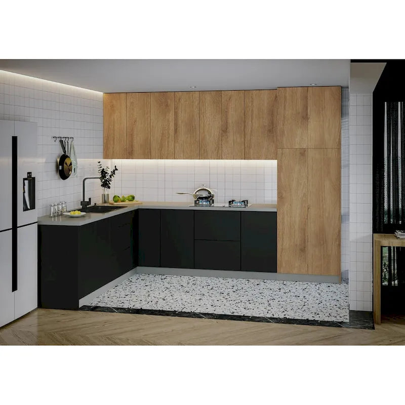 Base in Teak Naturale e Nera, Misura 8x10 piedi di Larghezza - 126x96