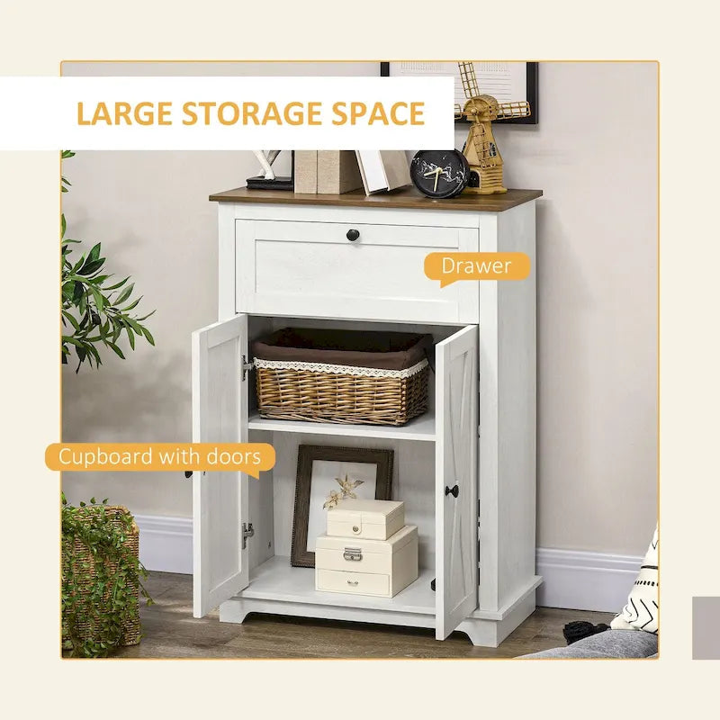 Credenza da cucina con ante, cassetto e ripiano regolabile