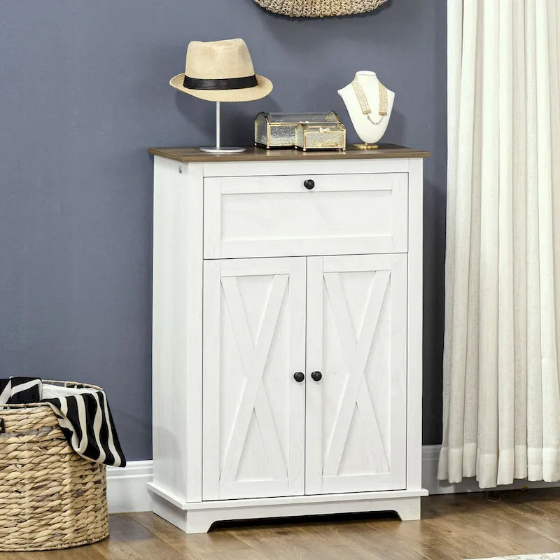 Credenza da cucina con ante, cassetto e ripiano regolabile