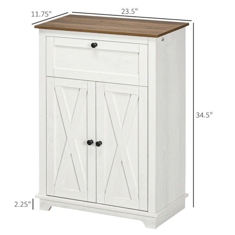 Credenza da cucina con ante, cassetto e ripiano regolabile