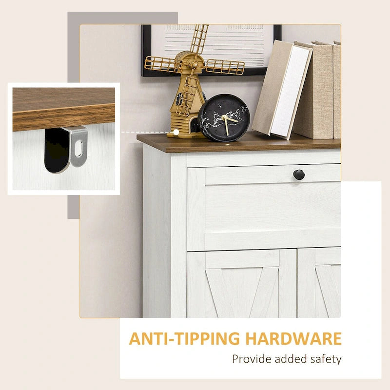 Credenza da cucina con ante, cassetto e ripiano regolabile