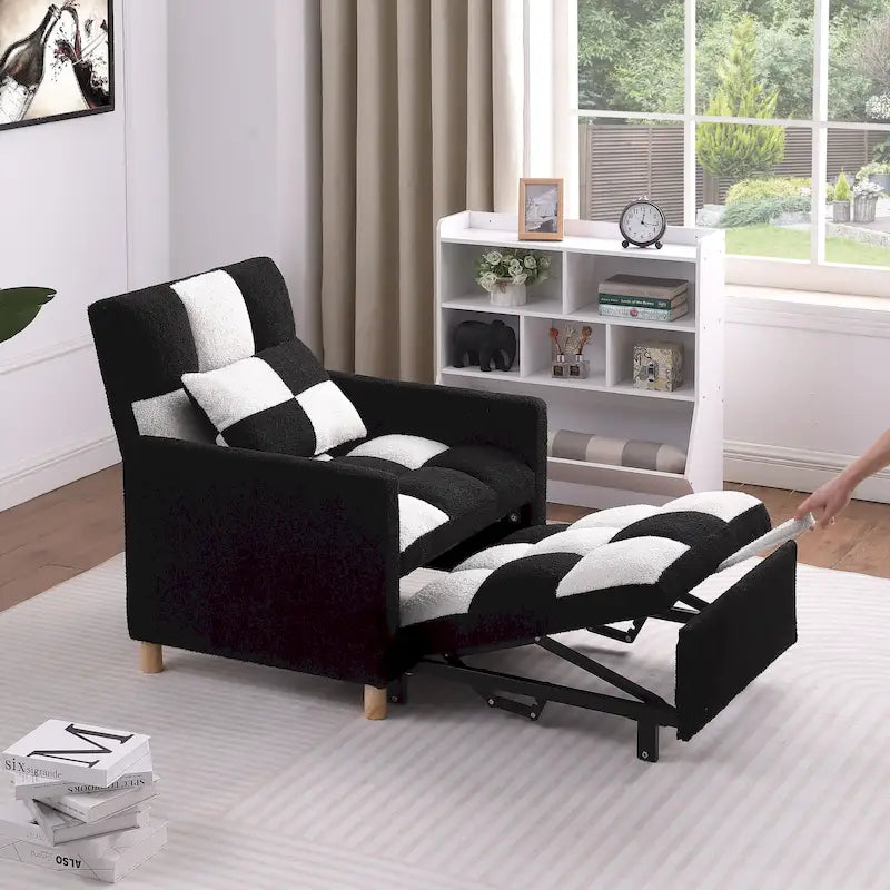 Poltrona Letto Convertibile, Poltrona Regolabile con Cuscino, Poltrona Letto Multifunzionale