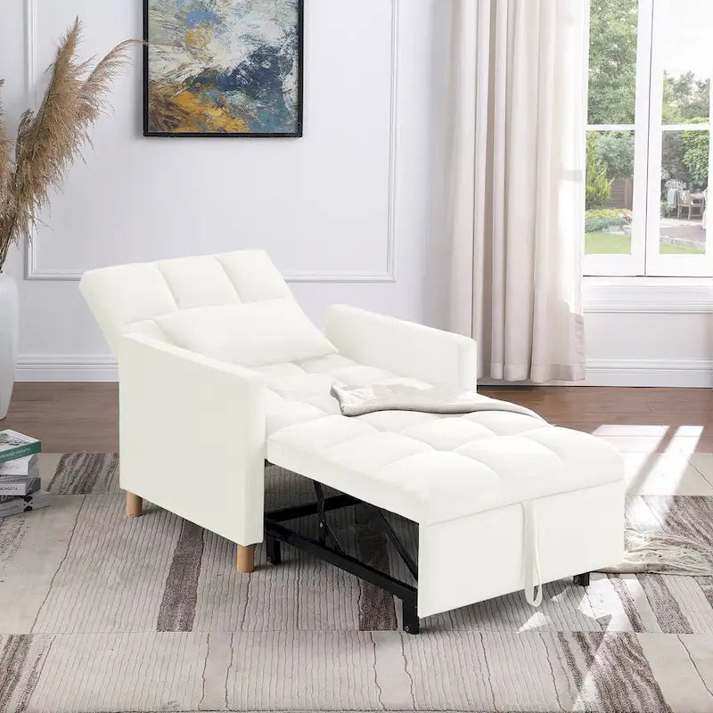 Poltrona Letto Convertibile, Poltrona Regolabile con Cuscino, Poltrona Letto Multifunzionale