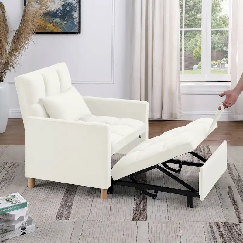 Poltrona Letto Convertibile, Poltrona Regolabile con Cuscino, Poltrona Letto Multifunzionale