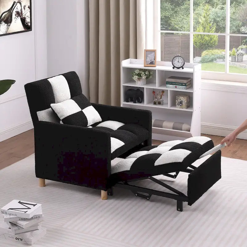 Poltrona Letto Convertibile, Poltrona Regolabile con Cuscino, Poltrona Letto Multifunzionale