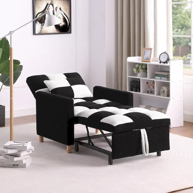Poltrona Letto Convertibile, Poltrona Regolabile con Cuscino, Poltrona Letto Multifunzionale